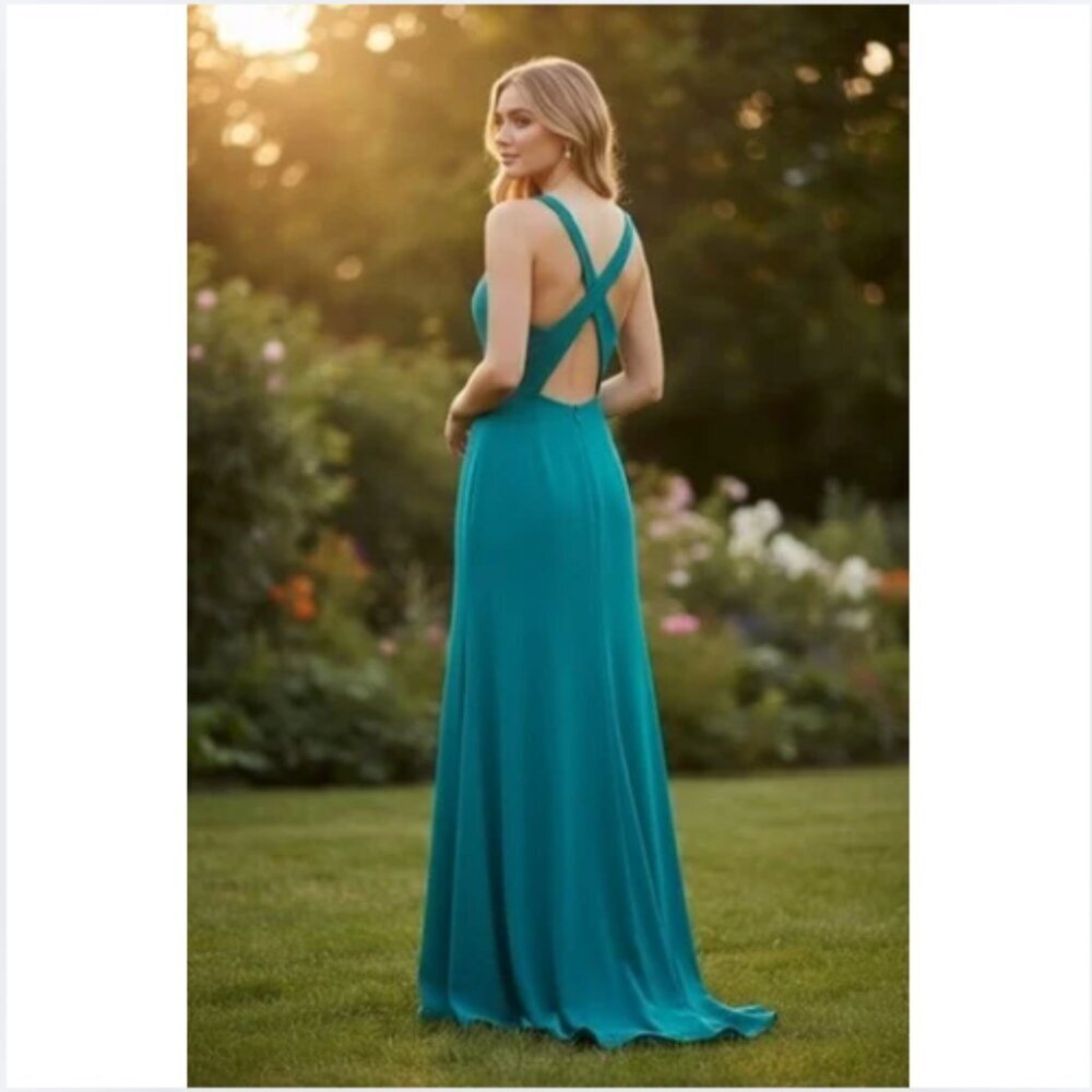 NEW Show Me Your MuMu Rachel Maxi Prom Evening Dress, Teal, Medium